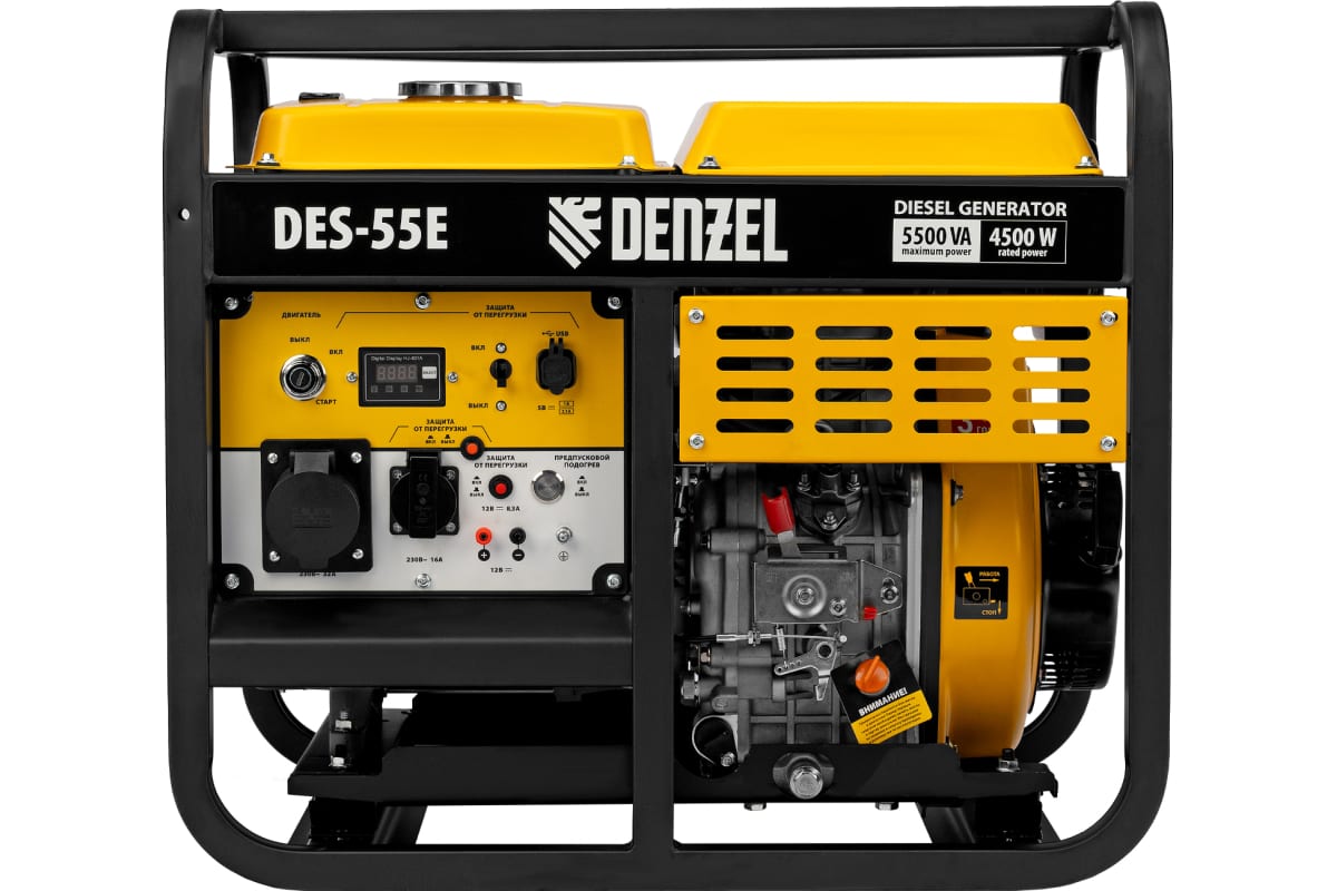 Генератор дизельный DENZEL DES-55E (230В, макс.5,5кВт, ном.4,5кВт, 11л, электростартер)